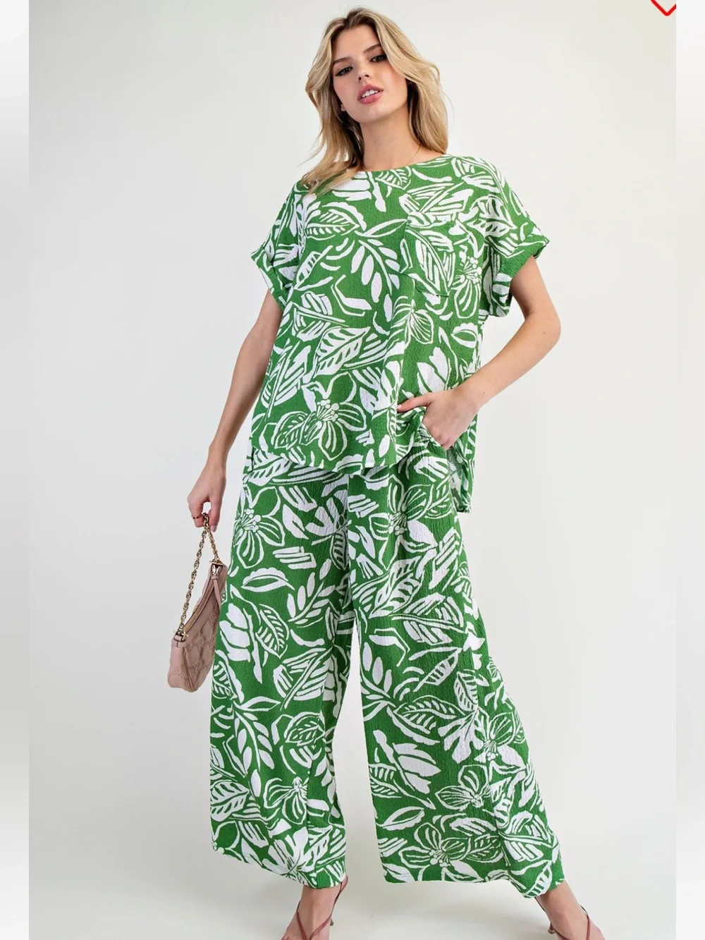 ES55- Bright Breathable Knit Floral Wide-Leg SET - Picture 4 of 6